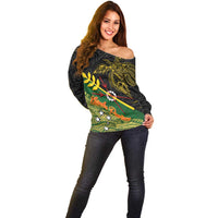 Personalized Chimpu Province Papua New Guinea Off Shoulder Sweater Bird-of-paradise Art Tattoo and Melanesian Motifs - Polynesian Pride