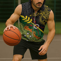 Personalized Chimpu Province Papua New Guinea Sleeveless Zip Hoodie Bird-of-paradise Art Tattoo and Melanesian Motifs - Polynesian Pride