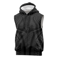 Hawaiian Kakau Art Tattoos Aquaman Style Sleeveless Zip Hoodie Black Version LT03 Black - Polynesian Pride