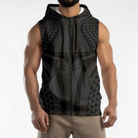 Hawaiian Kakau Art Tattoos Aquaman Style Sleeveless Zip Hoodie Black Version LT03 - Polynesian Pride