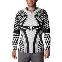 Hawaiian Kakau Art Tattoos Aquaman Style Button Sweatshirt White Version - Polynesian Pride