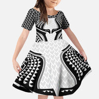 Hawaiian Kakau Art Tattoos Aquaman Style Family Matching Off Shoulder Maxi Dress and Hawaiian Shirt White Version - Polynesian Pride