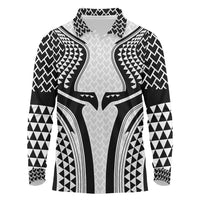 Hawaiian Kakau Art Tattoos Aquaman Style Long Sleeve Polo Shirt White Version - Polynesian Pride