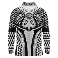 Hawaiian Kakau Art Tattoos Aquaman Style Long Sleeve Polo Shirt White Version - Polynesian Pride