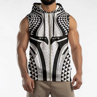 Hawaiian Kakau Art Tattoos Aquaman Style Sleeveless Zip Hoodie White Version LT03 - Polynesian Pride