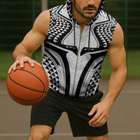 Hawaiian Kakau Art Tattoos Aquaman Style Sleeveless Zip Hoodie White Version LT03 - Polynesian Pride