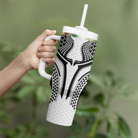 Hawaiian Kakau Art Tattoos Aquaman Style Tumbler With Handle White Version - Polynesian Pride