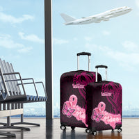 Polynesia Breast Cancer Luggage Cover Butterfly and Flowers Ribbon Maori Tattoo Ethnic Black Style LT03 - Polynesian Pride