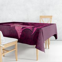 Polynesia Breast Cancer Tablecloth Butterfly and Flowers Ribbon Maori Tattoo Ethnic Pink Style LT03 - Polynesian Pride