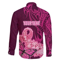 Custom Polynesia Breast Cancer Family Matching Tank Maxi Dress and Hawaiian Shirt Butterfly and Flowers Ribbon Maori Tattoo Ethnic Pink Style LT03 - Polynesian Pride