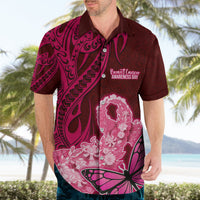Polynesia Breast Cancer Hawaiian Shirt Butterfly and Flowers Ribbon Maori Tattoo Ethnic Red Style LT03 - Polynesian Pride
