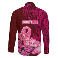 Custom Polynesia Breast Cancer Family Matching Tank Maxi Dress and Hawaiian Shirt Butterfly and Flowers Ribbon Maori Tattoo Ethnic Red Style LT03 - Polynesian Pride