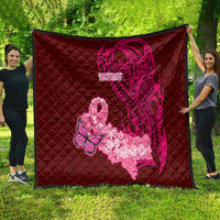 Custom Polynesia Breast Cancer Quilt Butterfly and Flowers Ribbon Maori Tattoo Ethnic Red Style LT03 - Polynesian Pride