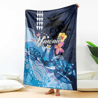 Hawaiian Honu Honi Ihu Blanket With Plumeria and Kakau Art Pattern LT03 - Polynesian Pride