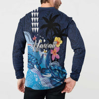 Hawaiian Honu Honi Ihu Button Sweatshirt With Plumeria and Kakau Art Pattern LT03 - Polynesian Pride