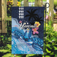 Hawaiian Honu Honi Ihu Garden Flag With Plumeria and Kakau Art Pattern LT03 Garden Flag Dark Blue - Polynesian Pride