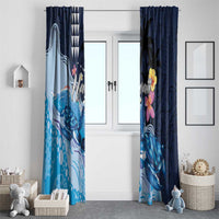 Hawaiian Honu Honi Ihu Window Curtain With Plumeria and Kakau Art Pattern LT03 - Polynesian Pride