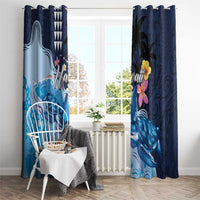 Hawaiian Honu Honi Ihu Window Curtain With Plumeria and Kakau Art Pattern LT03 - Polynesian Pride