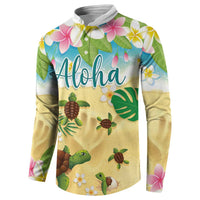 Aloha Turtle Family on The Beach Button Sweatshirt with Hawaiian Colorful Plumeria LT03 - Polynesian Pride