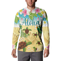 Aloha Turtle Family on The Beach Button Sweatshirt with Hawaiian Colorful Plumeria LT03 - Polynesian Pride
