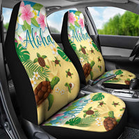 Aloha Turtle Family on The Beach Car Seat Cover with Hawaiian Colorful Plumeria