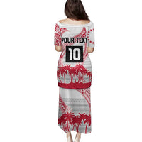 Cook Islands Marathon 2025-Pursuit in Paradise Family Matching Puletasi and Hawaiian Shirt Red Color