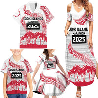 Cook Islands Marathon 2025-Pursuit in Paradise Family Matching Summer Maxi Dress and Hawaiian Shirt Red Color