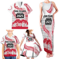 Cook Islands Marathon 2025-Pursuit in Paradise Family Matching Tank Maxi Dress and Hawaiian Shirt Red Color