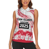 Cook Islands Marathon 2025-Pursuit in Paradise Women Sleeveless Polo Shirt Red Color