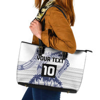 Cook Islands Marathon 2025-Pursuit in Paradise Leather Tote Bag Blue Color LT03 Blue - Polynesian Pride
