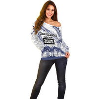 Cook Islands Marathon 2025-Pursuit in Paradise Off Shoulder Sweater Blue Color