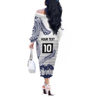 Cook Islands Marathon 2025-Pursuit in Paradise Off The Shoulder Long Sleeve Dress Blue Color