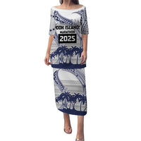 Cook Islands Marathon 2025-Pursuit in Paradise Puletasi Blue Color LT03 Long Dress Blue - Polynesian Pride