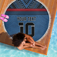 Custom Toa Samoa Rugby Beach Blanket Samoan Warrior Ula Fala Tribal Pattern LT03 - Polynesian Pride