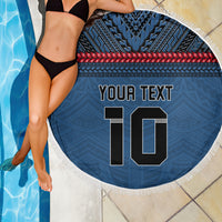 Custom Toa Samoa Rugby Beach Blanket Samoan Warrior Ula Fala Tribal Pattern LT03 - Polynesian Pride