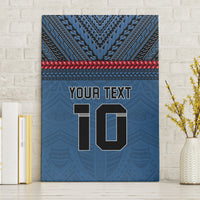 Custom Toa Samoa Rugby Canvas Wall Art Samoan Warrior Ula Fala Tribal Pattern LT03 Without Frame Blue - Polynesian Pride