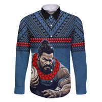 Custom Toa Samoa Rugby Family Matching Off Shoulder Maxi Dress and Hawaiian Shirt Samoan Warrior Ula Fala Tribal Pattern LT03