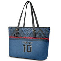 Custom Toa Samoa Rugby Leather Tote Bag Samoan Warrior Ula Fala Tribal Pattern LT03 - Polynesian Pride