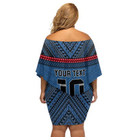 Custom Toa Samoa Rugby Off Shoulder Short Dress Samoan Warrior Ula Fala Tribal Pattern LT03 - Polynesian Pride