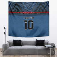 Custom Toa Samoa Rugby Tapestry Samoan Warrior Ula Fala Tribal Pattern LT03 Blue - Polynesian Pride