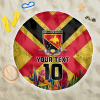 Custom Papua New Guinea Rugby Beach Blanket Bird of Paradise and Hibiscus Polynesian Pattern Yellow Color LT03 One Size 150cm Yellow - Polynesian Pride