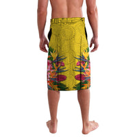 Custom Papua New Guinea Rugby Lavalava Bird of Paradise and Hibiscus Polynesian Pattern Yellow Color LT03 - Polynesian Pride