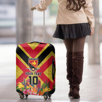 Custom Papua New Guinea Rugby Luggage Cover Bird of Paradise and Hibiscus Polynesian Pattern Yellow Color