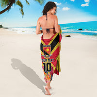 Custom Papua New Guinea Rugby Sarong Bird of Paradise and Hibiscus Polynesian Pattern Yellow Color