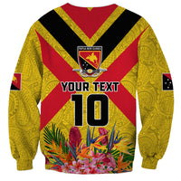 Custom Papua New Guinea Rugby Sweatshirt Bird of Paradise and Hibiscus Polynesian Pattern Yellow Color LT03 - Polynesian Pride