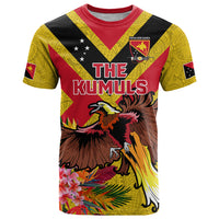 Custom Papua New Guinea Rugby T Shirt Bird of Paradise and Hibiscus Polynesian Pattern Yellow Color LT03