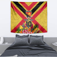 Custom Papua New Guinea Rugby Tapestry Bird of Paradise and Hibiscus Polynesian Pattern Yellow Color LT03 - Polynesian Pride