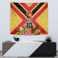 Custom Papua New Guinea Rugby Tapestry Bird of Paradise and Hibiscus Polynesian Pattern Yellow Color LT03 - Polynesian Pride