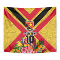 Custom Papua New Guinea Rugby Tapestry Bird of Paradise and Hibiscus Polynesian Pattern Yellow Color LT03 - Polynesian Pride