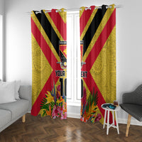 Custom Papua New Guinea Rugby Window Curtain Bird of Paradise and Hibiscus Polynesian Pattern Yellow Color LT03 With Grommets Yellow - Polynesian Pride